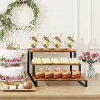 Wooden Display Riser Stand, 3 Tier Display Shelf for Table in Brown, alternate view 2