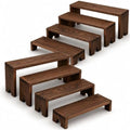 Wooden Display Risers, 8-Piece Stackable Stands for Vendor Events in Dark Brown