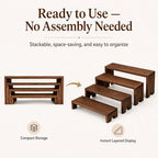 Wooden Display Risers, 8-Piece Stackable Stands for Vendor Events in Dark Brown, alternate view 4