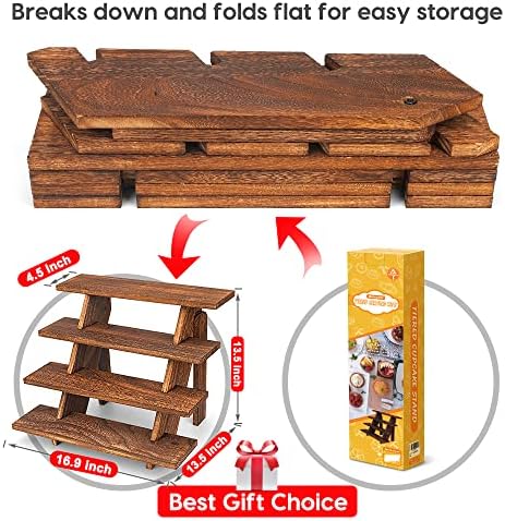 Wooden Display Stand Wood Cupcake Stands Rustic Wood Risers in solid wood, alternate view 2