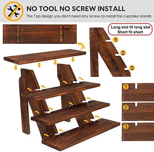 Wooden Display Stand Wood Cupcake Stands Rustic Wood Risers in solid wood, alternate view 6
