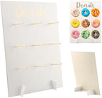 Wooden Donut Wall Display Stand, Dessert Peg‐Board Holds 9 Donuts in White