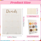 Wooden Donut Wall Display Stand, Dessert Peg‐Board Holds 9 Donuts in White, alternate view 3