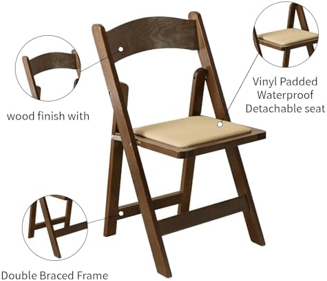 Wooden Folding Chair, Classic-Fruit Wood Color, Set of 4, alternate view 6