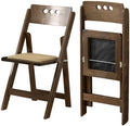 Wooden Folding Chair, Round Hole backrest, fruitwood Color, Set of 2