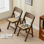 Wooden Folding Chair, Round Hole backrest, fruitwood Color, Set of 2, alternate view 2