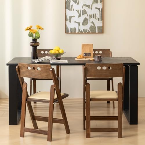Wooden Folding Chair, Round Hole backrest, fruitwood Color, Set of 2, alternate view 6