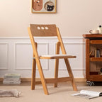 Wooden Folding Chair, Round Hole backrest, Natural Color, Set of 4, alternate view 2