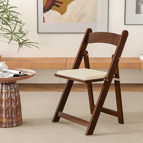 Wooden Folding Chairs with Cushion, Comfortable, Portable and Durable Foldable Seating for Indoor & Outdoor, alternate view 2