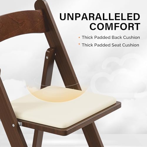Wooden Folding Chairs with Cushion, Comfortable, Portable and Durable Foldable Seating for Indoor & Outdoor, alternate view 3