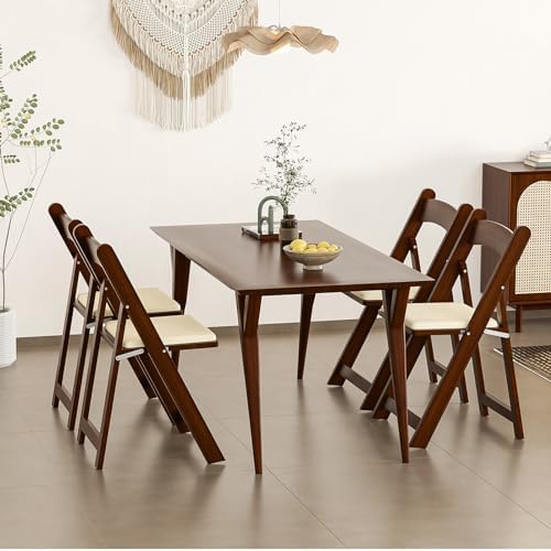 Wooden Folding Chairs with Cushion, Comfortable, Portable and Durable Foldable Seating for Indoor & Outdoor, alternate view 5