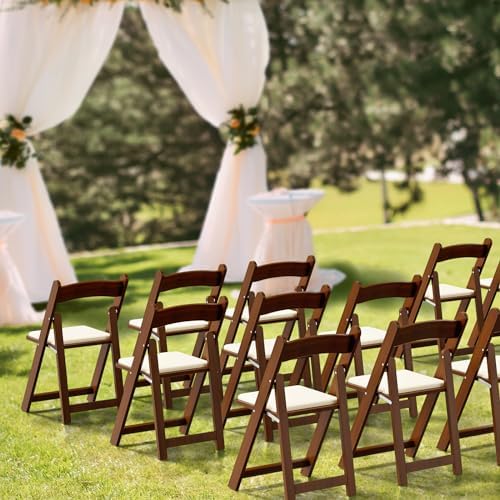 Wooden Folding Chairs with Cushion, Comfortable, Portable and Durable Foldable Seating for Indoor & Outdoor, alternate view 6