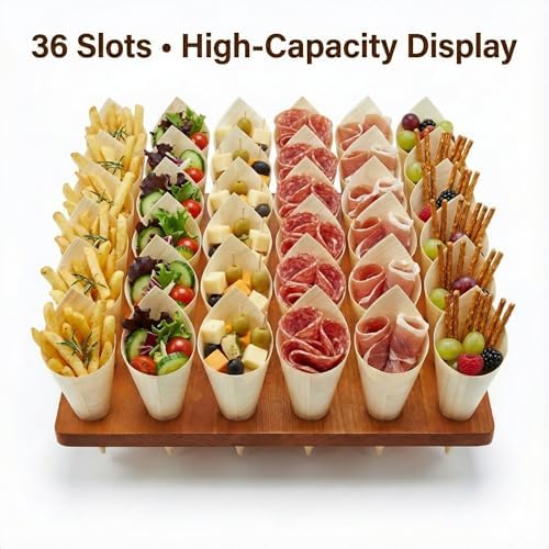 Wooden Food Cone Holder, 36 Slots, 100 Cones, 100 Picks in Light Brown, alternate view 5