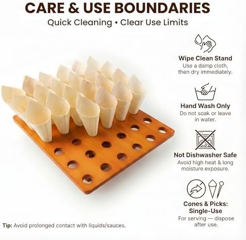 Wooden Food Cone Holder, 36 Slots, 100 Cones, 100 Picks in Light Brown, alternate view 7