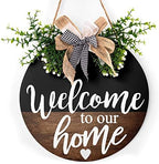 Wooden Front Door Sign Sign Rustic Round Wreath Wall Hanger Porch Decor Spring and Summer Farmhouse Decoration