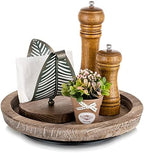 Wooden Lazy Susan for Table Centerpiece, Round Serving Tray, 11.2" in 11.2" x 11.2" in Distressed & Turnable