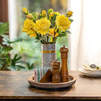 Wooden Lazy Susan for Table Centerpiece, Round Serving Tray, 11.2" in 11.2" x 11.2" in Distressed & Turnable, alternate view