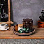 Wooden Lazy Susan for Table Centerpiece, Round Serving Tray, 11.2" in 11.2" x 11.2" in Distressed & Turnable, alternate view
