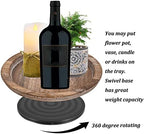 Wooden Lazy Susan for Table Centerpiece, Round Serving Tray, 11.2" in 11.2" x 11.2" in Distressed & Turnable, alternate view