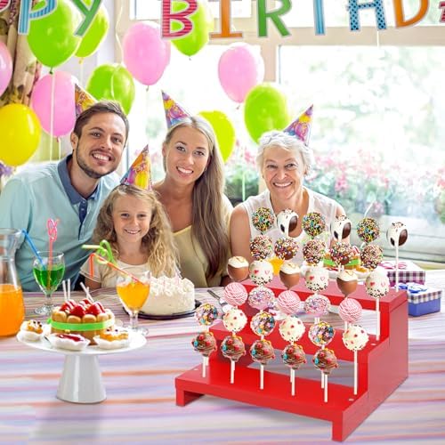 Wooden Lollipop Holder, Dessert Display for Wedding & Birthday Party Tables in Red-1P, alternate view 6