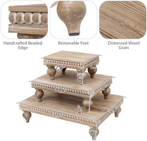 Wooden Riser for display, Natural, Set of 3 in Natural, alternate view 4