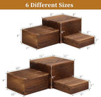 Wooden Risers Display Stands, Brown, 6 Pack in Brown, alternate view 3