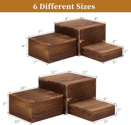 Wooden Risers Display Stands, Brown, 6 Pack in Brown, alternate view 3