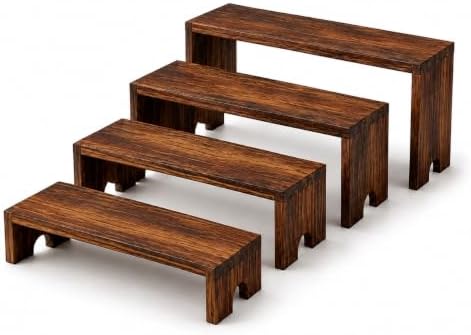 Wooden Risers Display Stands, Cupcake Stand for Vendor Events (1 Set) in brown