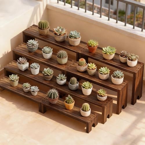 Wooden Risers Display Stands, Cupcake Stand for Vendor Events (4 Set) in brown, alternate view 7