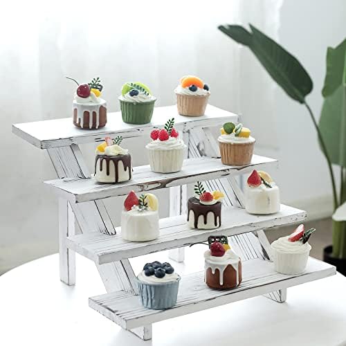 Wooden Rustic Cupcake Stand for 24 Cupcakes, Stepped Wood Display Stand for Weddings, Tiered Party Table Display, alternate