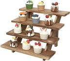 Wooden Rustic Cupcake Stand for 24 Cupcakes, Stepped Wood Display Stand for Weddings, Tiered Party Table Display
