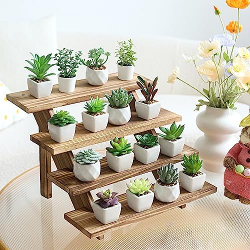 Wooden Rustic Cupcake Stand for 24 Cupcakes, Stepped Wood Display Stand for Weddings, Tiered Party Table Display, alternate