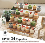 Wooden Rustic Cupcake Stand for 24 Cupcakes, Stepped Wood Display Stand for Weddings, Tiered Party Table Display, alternate