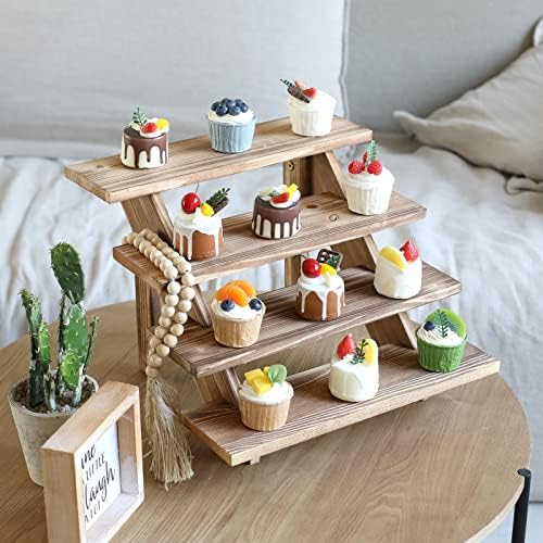Wooden Rustic Cupcake Stand for 24 Cupcakes, Stepped Wood Display Stand for Weddings, Tiered Party Table Display, alternate