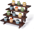 Wooden Rustic Cupcake Stand for 24 Cupcakes, Stepped Wood Display Stand for Weddings, Tiered Party Table Display