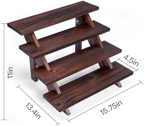Wooden Rustic Cupcake Stand for 24 Cupcakes, Stepped Wood Display Stand for Weddings, Tiered Party Table Display, alternate