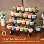 Wooden Rustic Cupcake Stand for 24 Cupcakes, Stepped Wood Display Stand for Weddings, Tiered Party Table Display, alternate