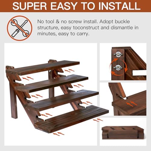 Wooden Rustic Cupcake Stand for 24 Cupcakes, Stepped Wood Display Stand for Weddings, Tiered Party Table Display, alternate