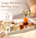 Wooden Serving Tray with 2 Sets of Handles, Cream in 16.5 x 13 x 1.38 inches in Off-white-large, alternate view 4