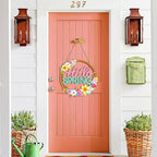 Wooden Spring Decoration Door Wreath for Front Door Sign Wall Signs, Hollow Flower Wreath Sign Hello Spring, alternate view 7