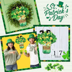 Wooden St. Patrick's Day Door Decorations Sign - Lucky Irish Welcome Signs with Shamrock Wreath for Front Door, alternate