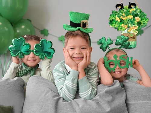 Wooden St. Patrick's Day Door Decorations Sign - Lucky Irish Welcome Signs with Shamrock Wreath for Front Door, alternate