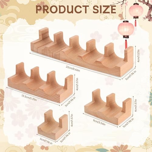 Wooden Taco Holder Stand for Sushi Hand Roll, Temaki & Sushi Roll - 1/2/3/5 Slot Sushi Display Tray, Natural, alternate view