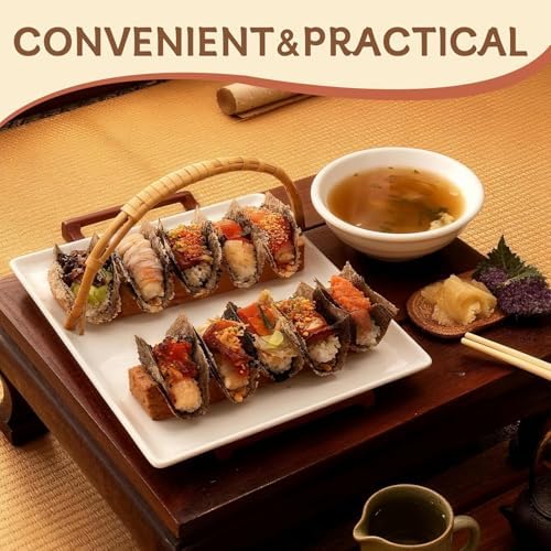 Wooden Taco Holder Stand for Sushi Hand Roll, Temaki & Sushi Roll - 1/2/3/5 Slot Sushi Display Tray, Natural, alternate view