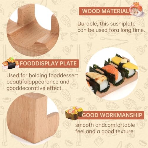 Wooden Taco Holder Stand for Sushi Hand Roll, Temaki & Sushi Roll - 1/2/3/5 Slot Sushi Display Tray, Natural, alternate view