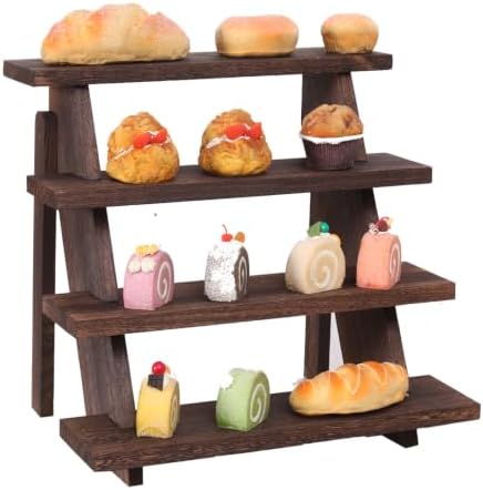 Wooden Tiered Risers Display Stands for Vendor Events,4 Tier Cupcake Display Stand, Rustic Decor Wood Dessert