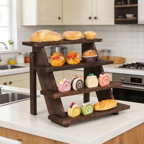 Wooden Tiered Risers Display Stands for Vendor Events,4 Tier Cupcake Display Stand, Rustic Decor Wood Dessert, alternate view