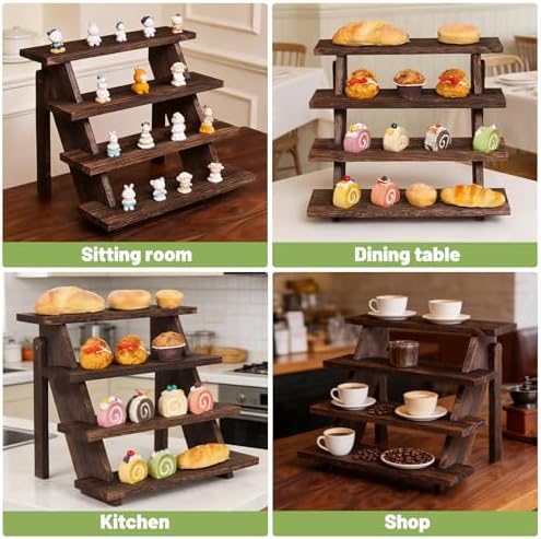 Wooden Tiered Risers Display Stands for Vendor Events,4 Tier Cupcake Display Stand, Rustic Decor Wood Dessert, alternate view