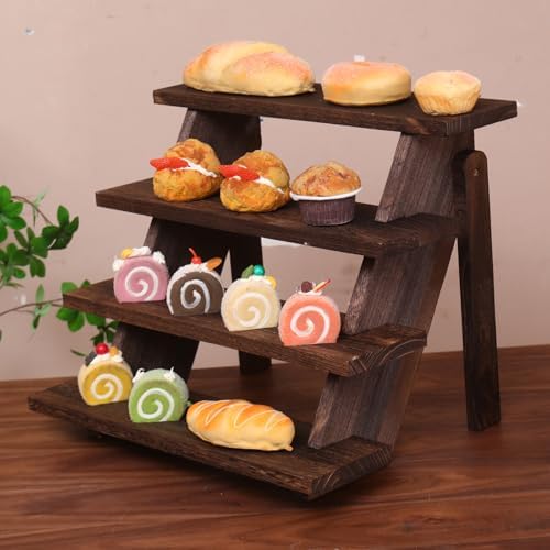 Wooden Tiered Risers Display Stands for Vendor Events,4 Tier Cupcake Display Stand, Rustic Decor Wood Dessert, alternate view