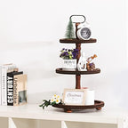 Wooden Tiered Tray 3-Tier Decorative Tray Stand Serving Tray in Brown, alternate view 2
